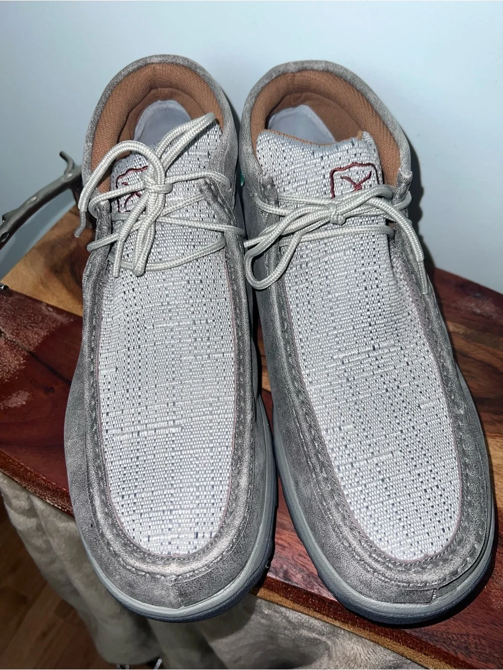 Twisted X MXC0005 Men’s 11.5 W Gray Leather Woven Driving Moc Shoes